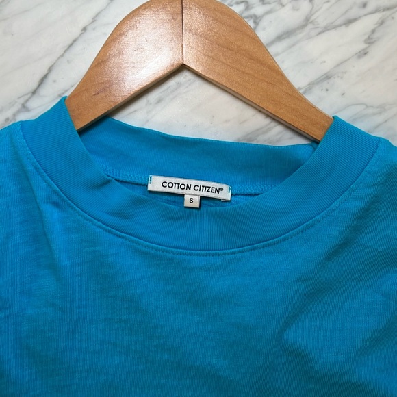 Cotton Citizen Tokyo Crop Shirt - Aqua Blue sz S - Picture 3 of 10
